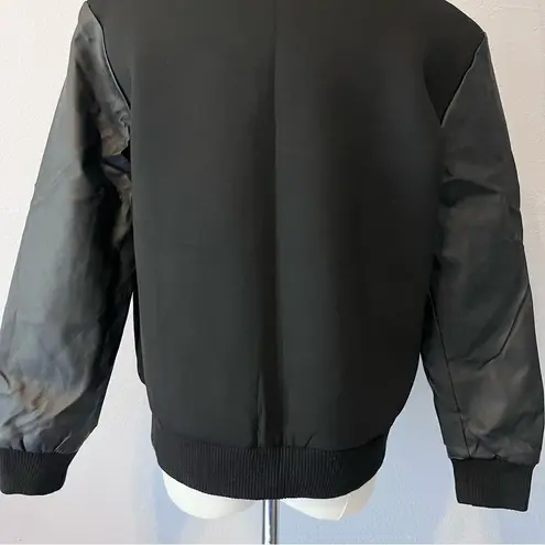 HONEY Women’s Black Faux Leather Zip Up Bomber Jacket Small