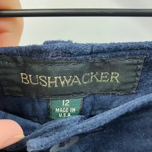 Vintage Bushwacker Genuine Suede Leather Womens 12 Pants Blue Highwaisted USA