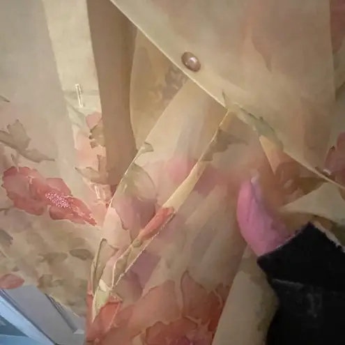 Vintage custom made sheath dress with floral, beaded chiffon jacket. Pink Size L