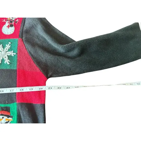 Victoria Jones Women's Red & Black Zipper Snowman Christmas Sweater