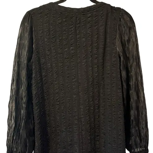 Voy Black Blouse with Sheer Sleeves Size Small NWT Office or Party Perfect