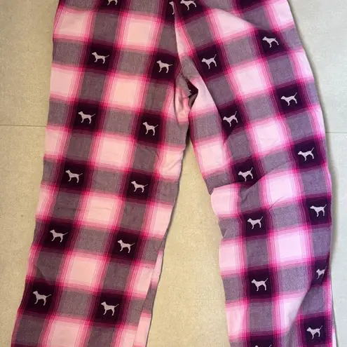 PINK Women size XS shade of pink pijama pants with pocket plaid dog print