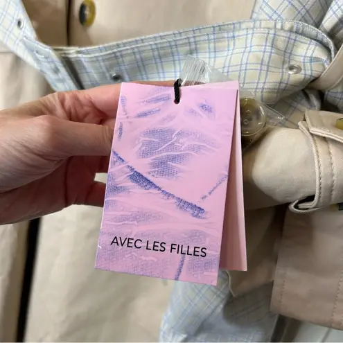 Avec Les Filles Mixed Media Plaid Cotton Trench Coat Women's Plus Size 3X NWT