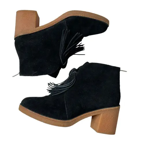 UGG  Corin Casual Tie Tassel Black Suede Block Heel Ankle Boots Women’s Size 10