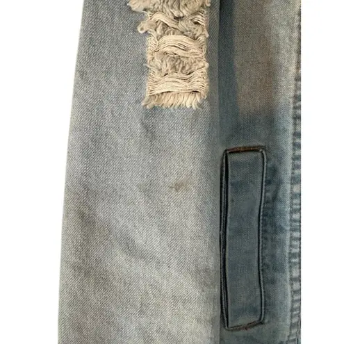 Design Lab Lord & Taylor Light Blue Patch Streetwear Denim Jean Jacket Women Med