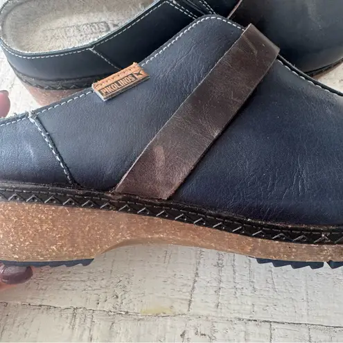 Pikolinos Granada Clogs EU size 37 US 6.5 7 Navy Blue Leather Slip On Mules