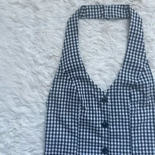 Edikted Dress Narissa Gingham Open Back Mini Black And White Sz XS NWT New