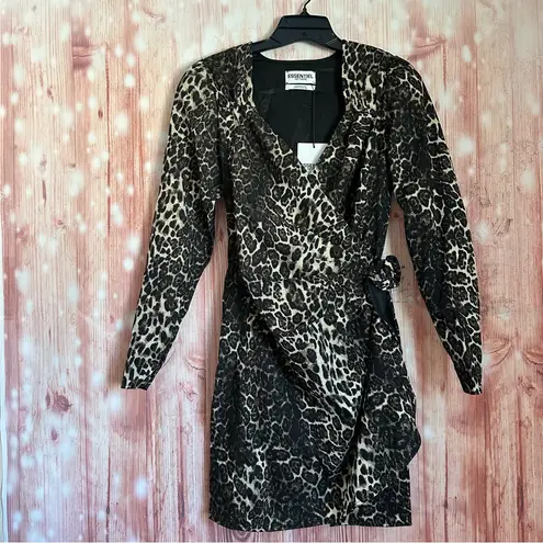 Essentiel Antwerp Troubles Leopard Print Draped Mini Dress EU 36 US Size 4 Tan