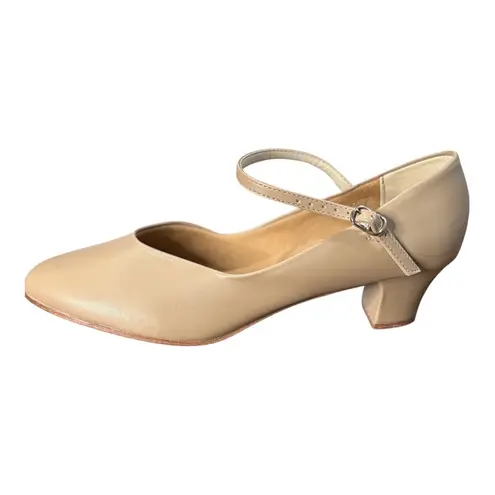 So Danca CH50 Character Dance Shoes Tan Leather Low Heel Ballroom Size 10 New