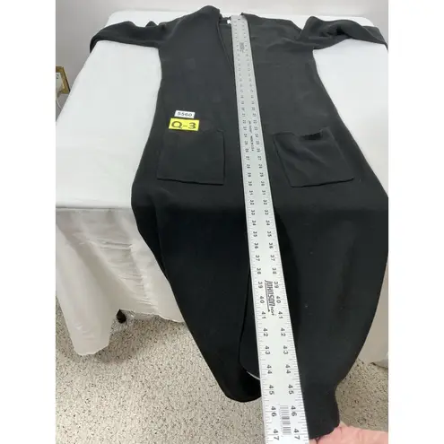 Womans For Thee Open Front Duster Sweater XS Black Side Slits Long Sleeves