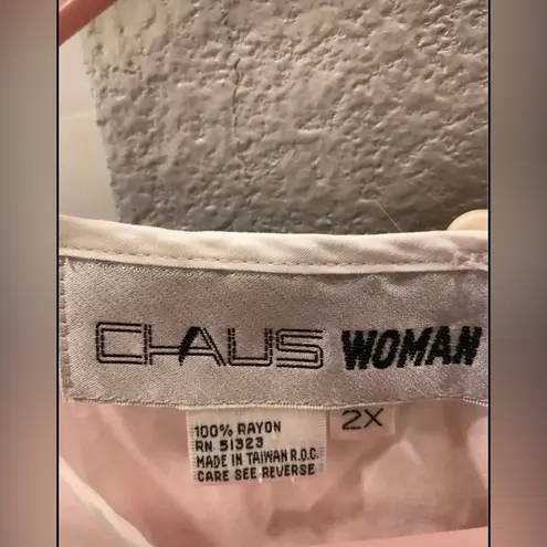 CHAUS Woman Sheer Baby Pink and White Sleep Wear Top