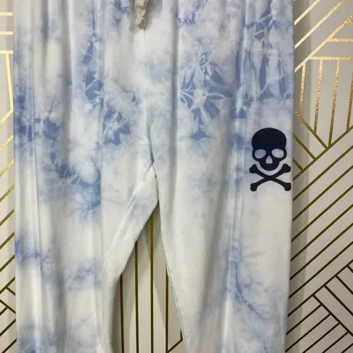 SoulCycle  Tie Dye Joggers Blue/White Tie Waist