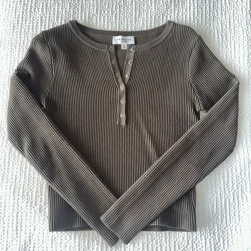 Lane 201  Ribbed Long Sleeve Top- Mocha/Taupe