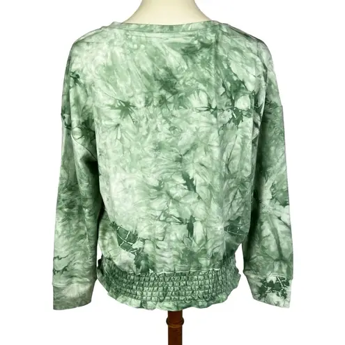 Nine West NEW  Green Tie Dye Smocked Hem Pullover Sweatshirt Women’s Medium