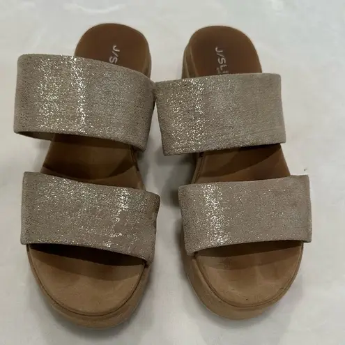 J/SLIDES Tan Mules with Elevated Textured Soles Size 7.5