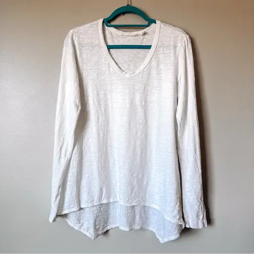Wilt White Long Sleeve V Neck Top Size Large