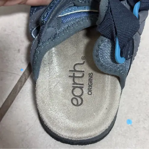 Earth Origins Women Blue Sandals Round Toe Strappy Casual Flat Sandals size 6.5