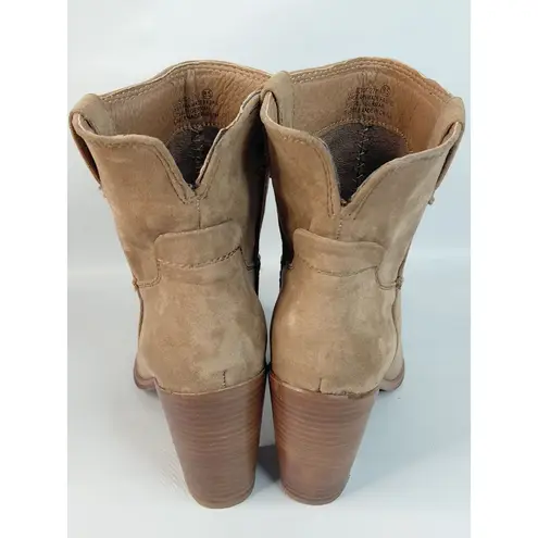 Very G Womens Western Suede Ankle Boots Size 8.5 Tan Block Heel