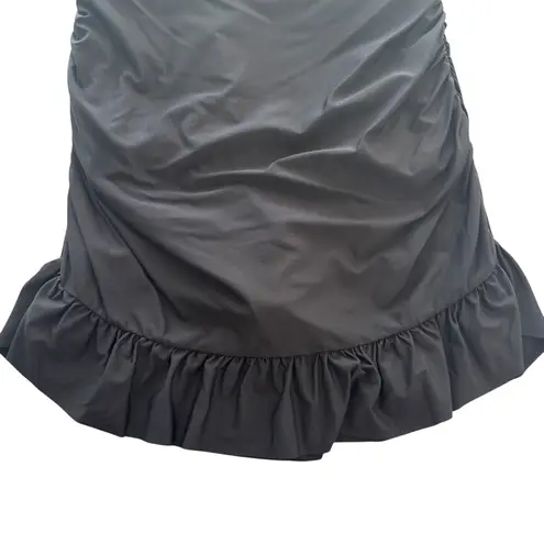 J.Crew Black Ruffle-Trim Ruched Bandeau One-Piece Dress Swimsuit Size 12