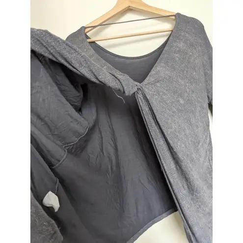 MOD Mineral Wash Open Back Twist Top Dolman Sleeve Boho Gray Size Small S