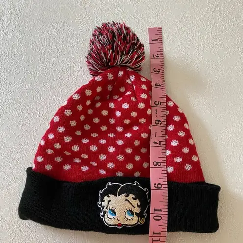 Betty Boop Red Polka Dot Pom Beanie Winter Hat OSFM