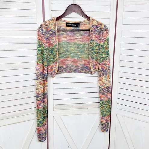 Gabrielle Union Marled Rainbow Knit Shrug Sweater Long Sleeve Multicolor Medium