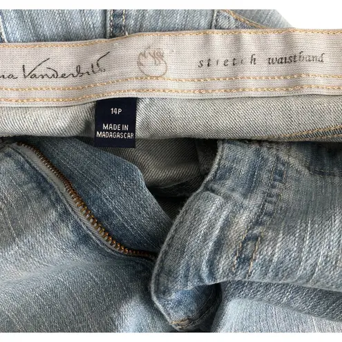 Gloria Vanderbilt Women Denim Cropped Pants Size 14P Split Hem Flat Front