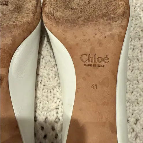 CHLOE WOMENS Scalloped Lauren Heels White Leather Pumps 41 Size 10