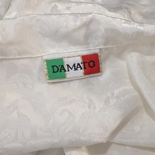 D'AMATO Vintage 80's/90's Floral Satin Shortie Pajama Set Ivory