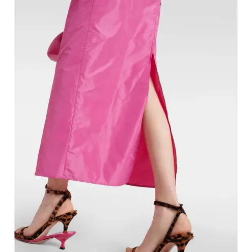 STAUD Andrea Off-Shoulder Midi Dress Size 2 Hot Pink