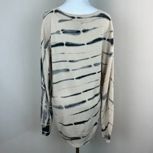 Torn By Ronny Kobo Tunic Sweater M 100% Cashmere Tie Dye Bead Embellishe…
