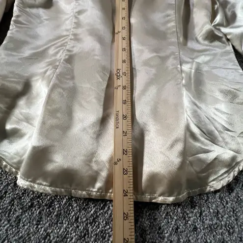 Rihoas Satin Wrap Blouse Small Gold Long Sleeve Button Cuff Collared Dressy Top