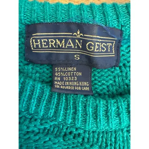 Herman Geist Vintage Knit Pullover Sweater Small Floral Tennis Short Sleeve 90s