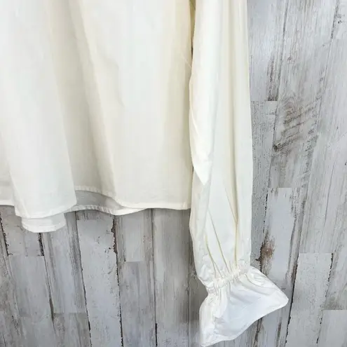 We Wore What Women's Ivory Cream Mock Neck Long Sleeve Shirred Blouse Size M