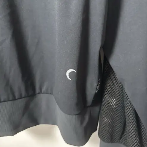 Zyia Active Top Womens Winner Mesh Black Pull Over Hoodie Lightweight Gym XL