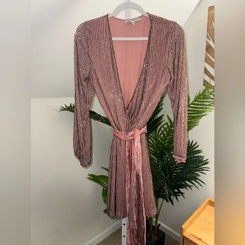 Karina Grimaldi Garda beaded mini dress with velvet belt XS