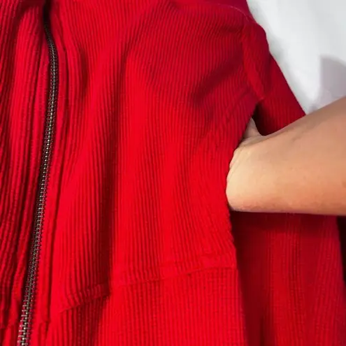 Polaris Racing Red Hooded 100% Cotton Full Zip Thermal Sweatshirt Size Medium