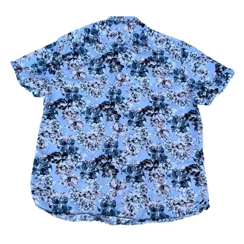 Ricky Singh Blue Floral Hawaiian Button Up T-shirt