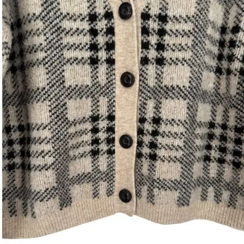 Rails Womens Reese Cardigan Sweater Oatmeal Black Plaid Sz Small Preppy Academia