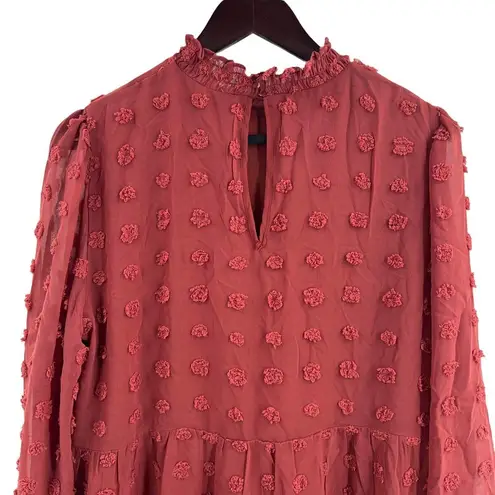 VERO MODA Mini Smock Dress with Textured Spots Red Size L New