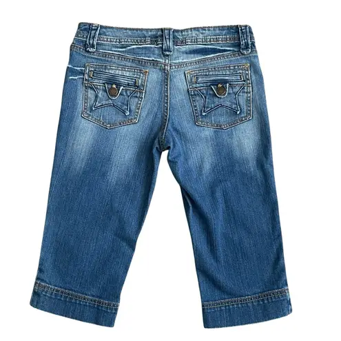 Vintage Y2K nobo no boundaries Super Low Rice Crop Capri Jeans Juniors size 5 Blue