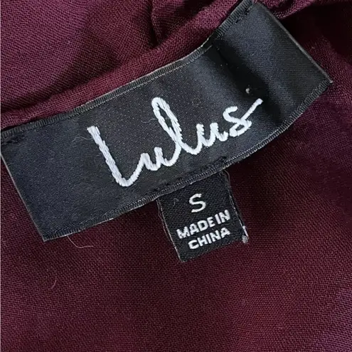 Lulus  Womens Take Note Burgundy Wrap Top fairy boho biker Blouse S vampy goth