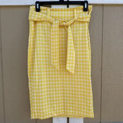 Cato New  Yellow White Gingham Plaid Pencil Skirt Women's Size XS Spring Easter