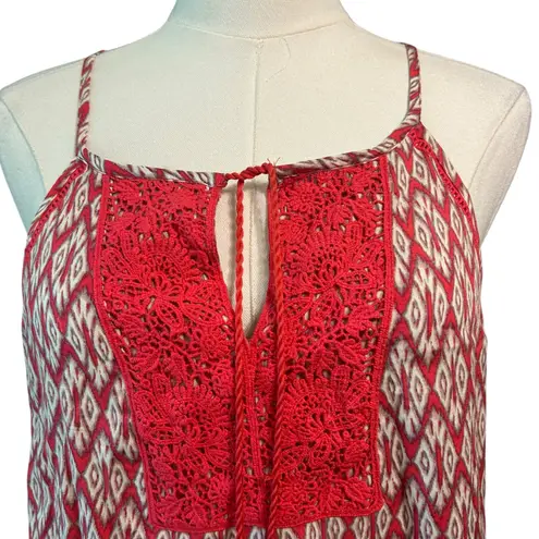 Solitaire Solitare Top MED NWT Embroidered Pleated Boho Tank Geometric Aztec Ethnic