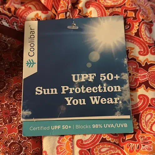 Coolibar Dress XS Womens Red White Paisley Oceanside Tunic UPF 50+ Sun Protect