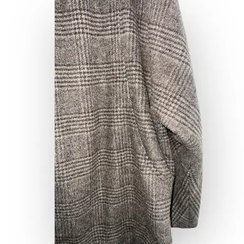 ZARA  CASHMERE Wool Oversized Hooded Brown Plaid Cape Poncho Shrug Coat medium