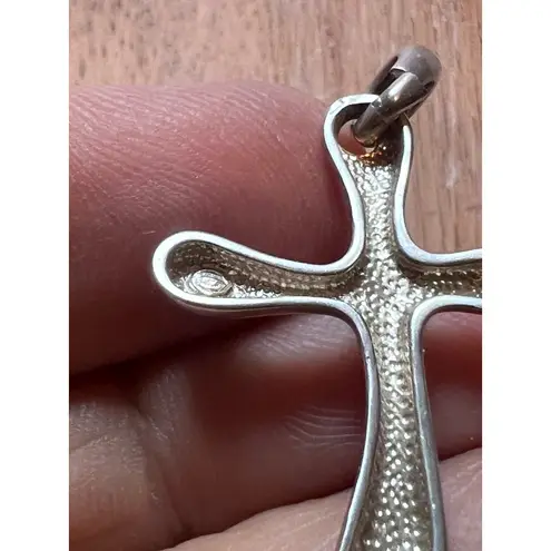Sterling Silver Cross Pendant Modern Rounded Sculptural Necklace Charm 925 "C"