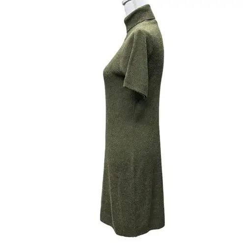 JILLIAN JONES Olive Green Wool Blend Turtleneck Sweater Dress Womens Size S