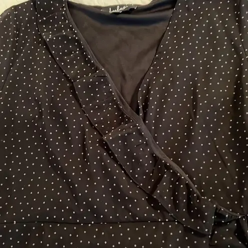 Black ruffled polka dot mini dress Size M