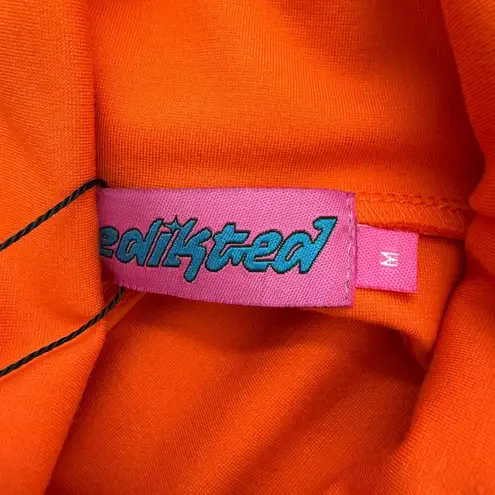 Edikted Rhani Open-Back Bodycon Mini Dress Women's Medium Orange Going Out NWT